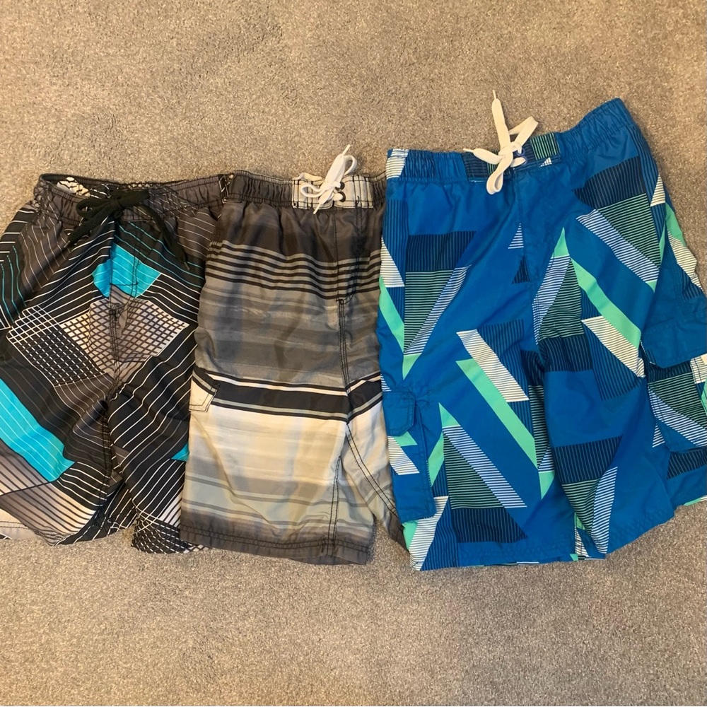 Lot of 3 Kanu Surf Swim Trunks Shorts, Sz Boys Youth Large